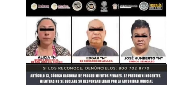 DEFENSA, MARINA, GN, SSEM Y FISCALÍA EDOMÉX DETIENEN A TRES INVESTIGADOS EN EL MARCO DE LA OPERACIÓN «ENJAMBRE», DOS DEL MUNICIPIO DE ACULCO Y UNA DE SAN JOSÉ DEL&nbsp;RINCÓN